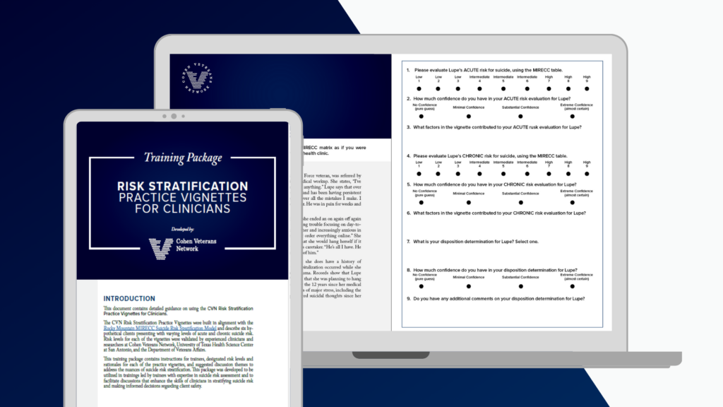 New tool for mental health clinicians: CVN Suicide Risk Stratification Training Package for Clinicians