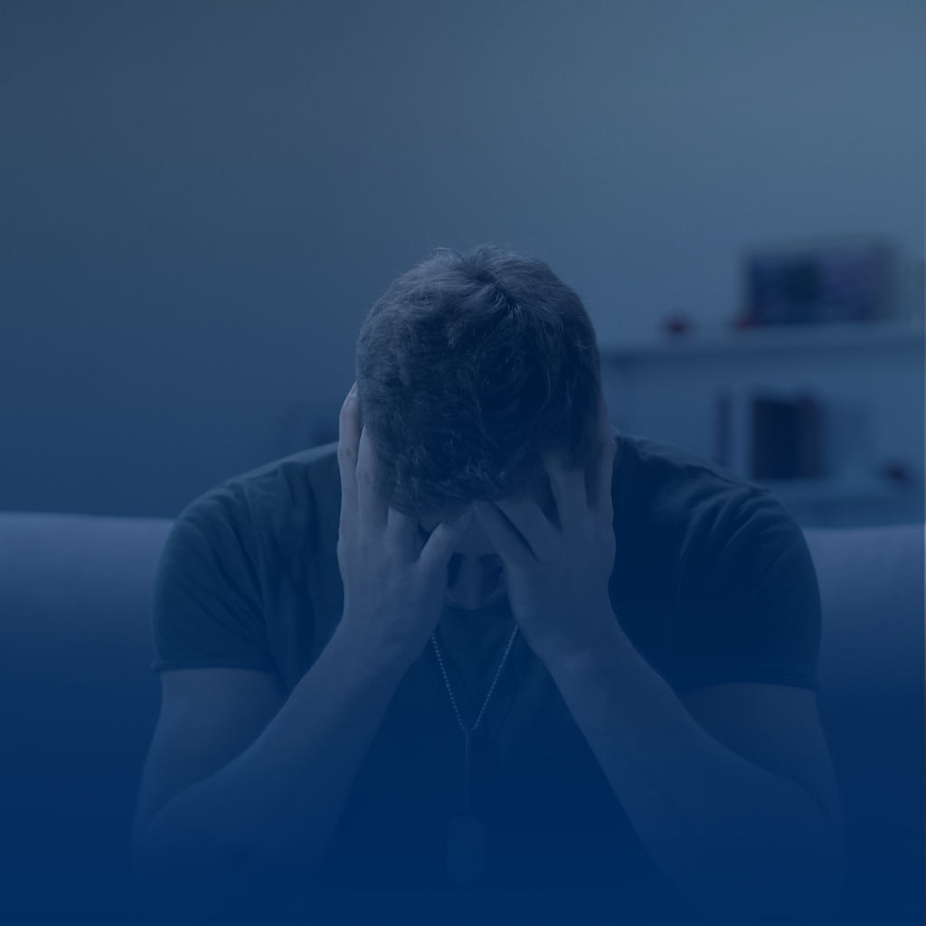 distressed veteran with blue gradient